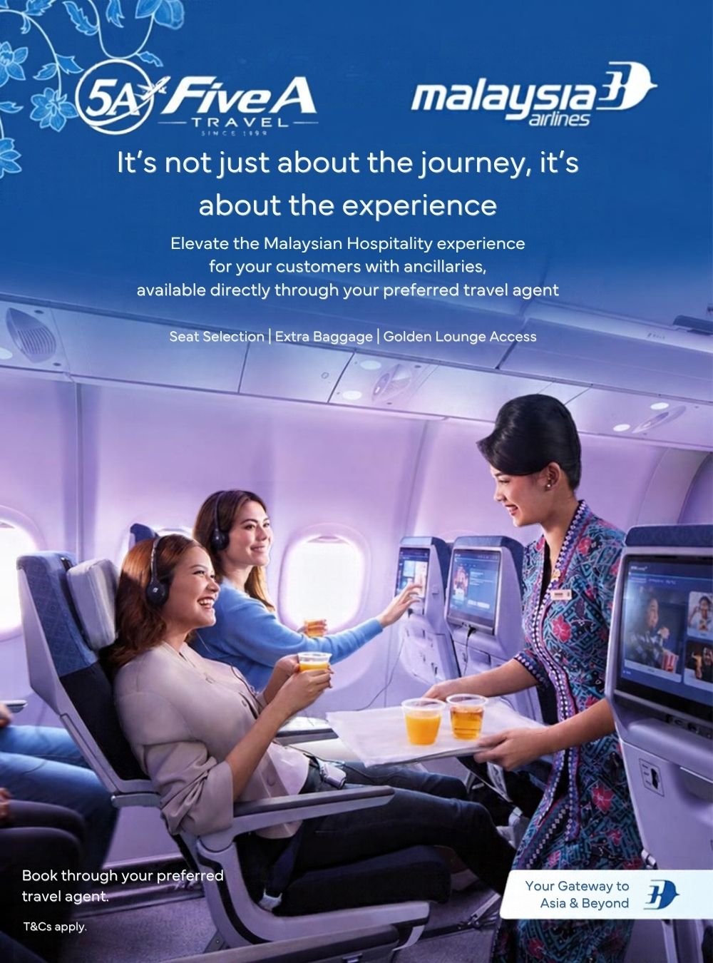Malaysia Airlines ancillaries, available through Five A Travel