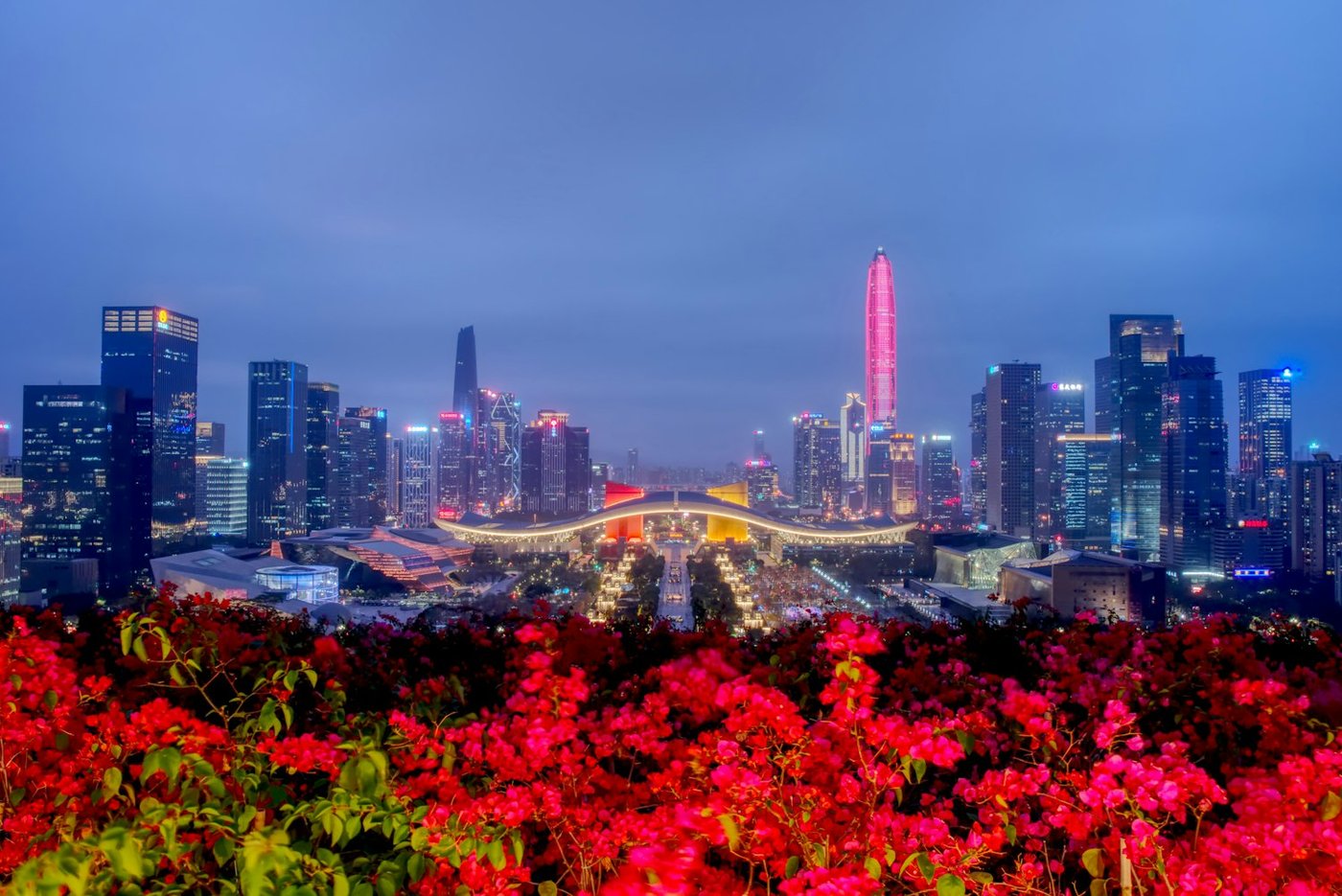 Shenzhen's skyline at dusk